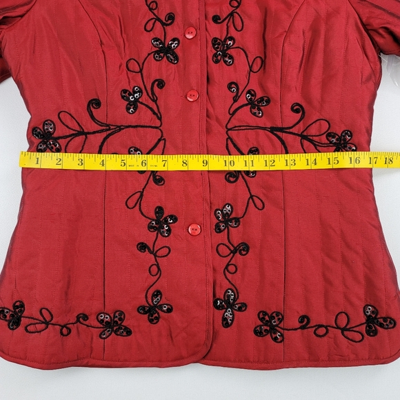 Silkland Silk Embellished Womens Quilted Jacket Coat Sz Medium - Picture 8 of 16